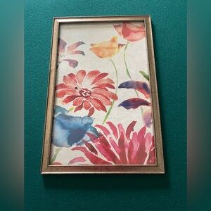 Floral Watercolor Art in Gold Frame